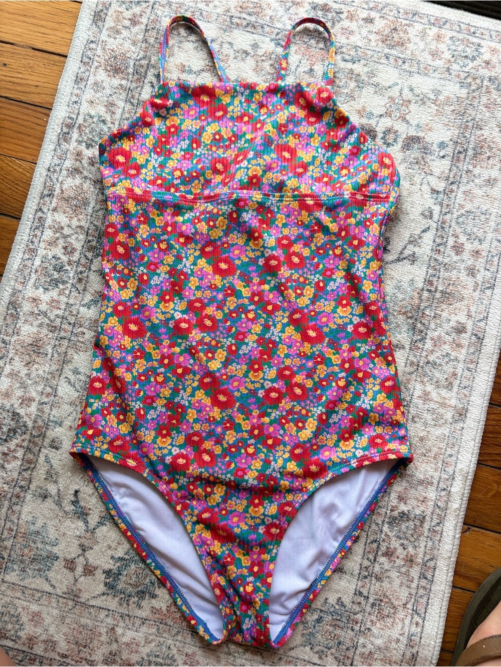 Kids Girls Rip Curl Floral One-Piece Red & Pink Swimsuit
